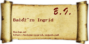 Balázs Ingrid névjegykártya