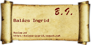 Balázs Ingrid névjegykártya