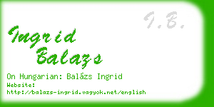 ingrid balazs business card